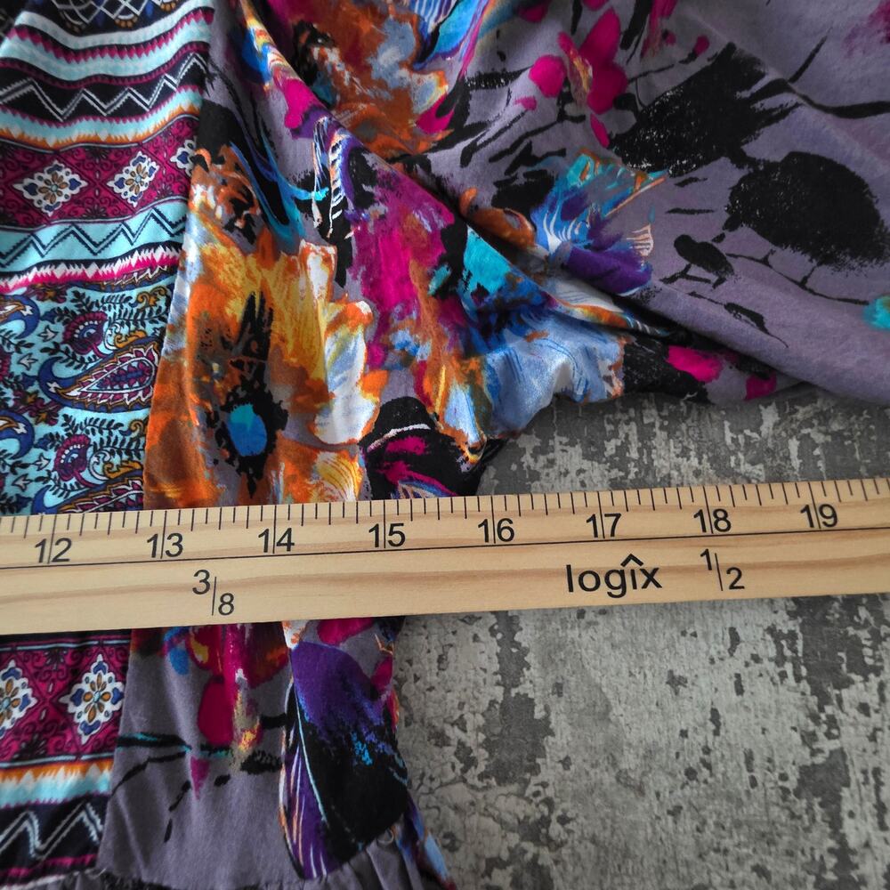 Umgee Vibrant Colorful Boho Bloom Babydoll Tunic Dress Size Small - Picture 7 of 8